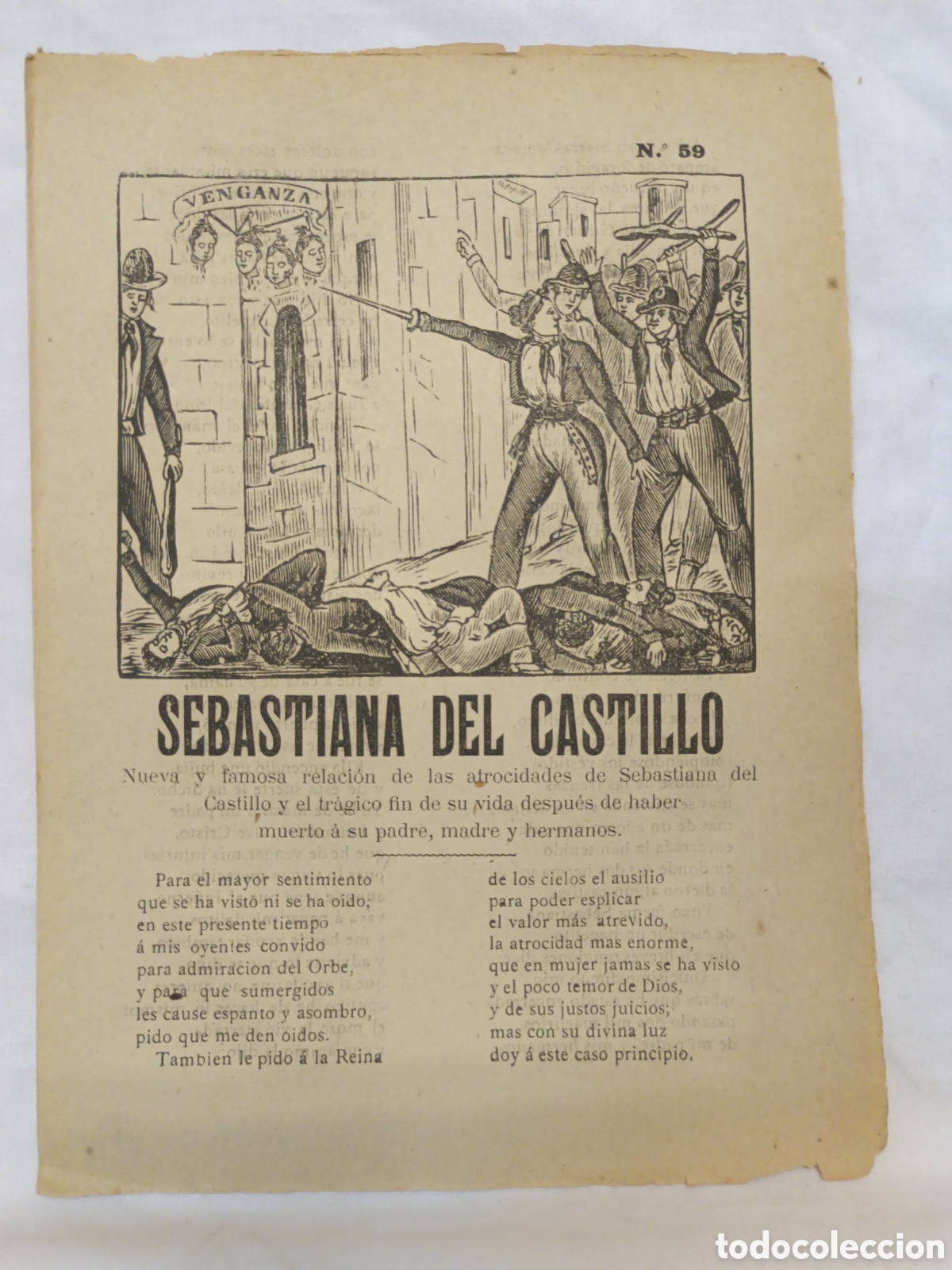 Coleccionismo: PLIEGO DE CORDEL - ROMANCE - SEBASTIANA DEL CASTILLO - MEDIADOS SIGLO XIX - 15 X 22 CM