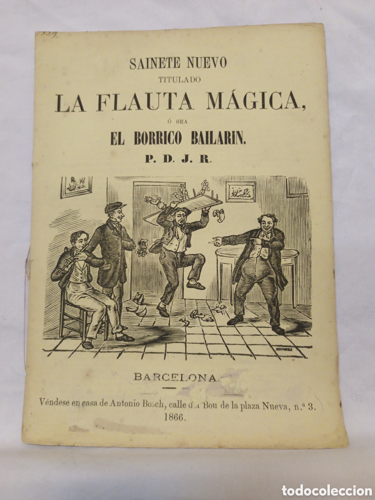 Coleccionismo: PLIEGO DE CORDEL - SAINETE NUEVO - LA FLAUTA M&Aacute;GICA - A&Ntilde;O 1866 - 15 X 22 CM