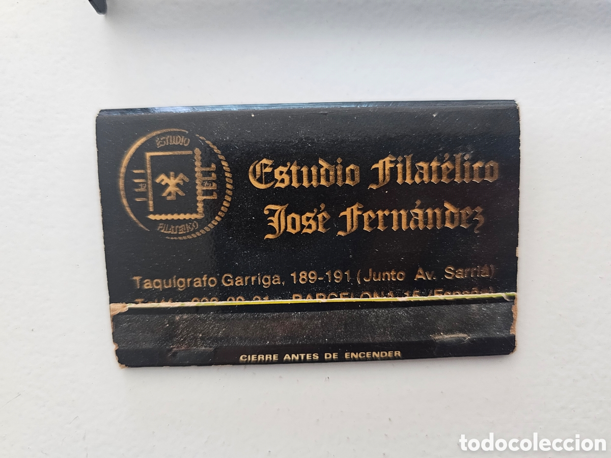 Coleccionismo: Caja de cerillas del Estudio Filat&eacute;lico Jos&eacute; Fern&aacute;ndez Barcelona 1960s 1980s