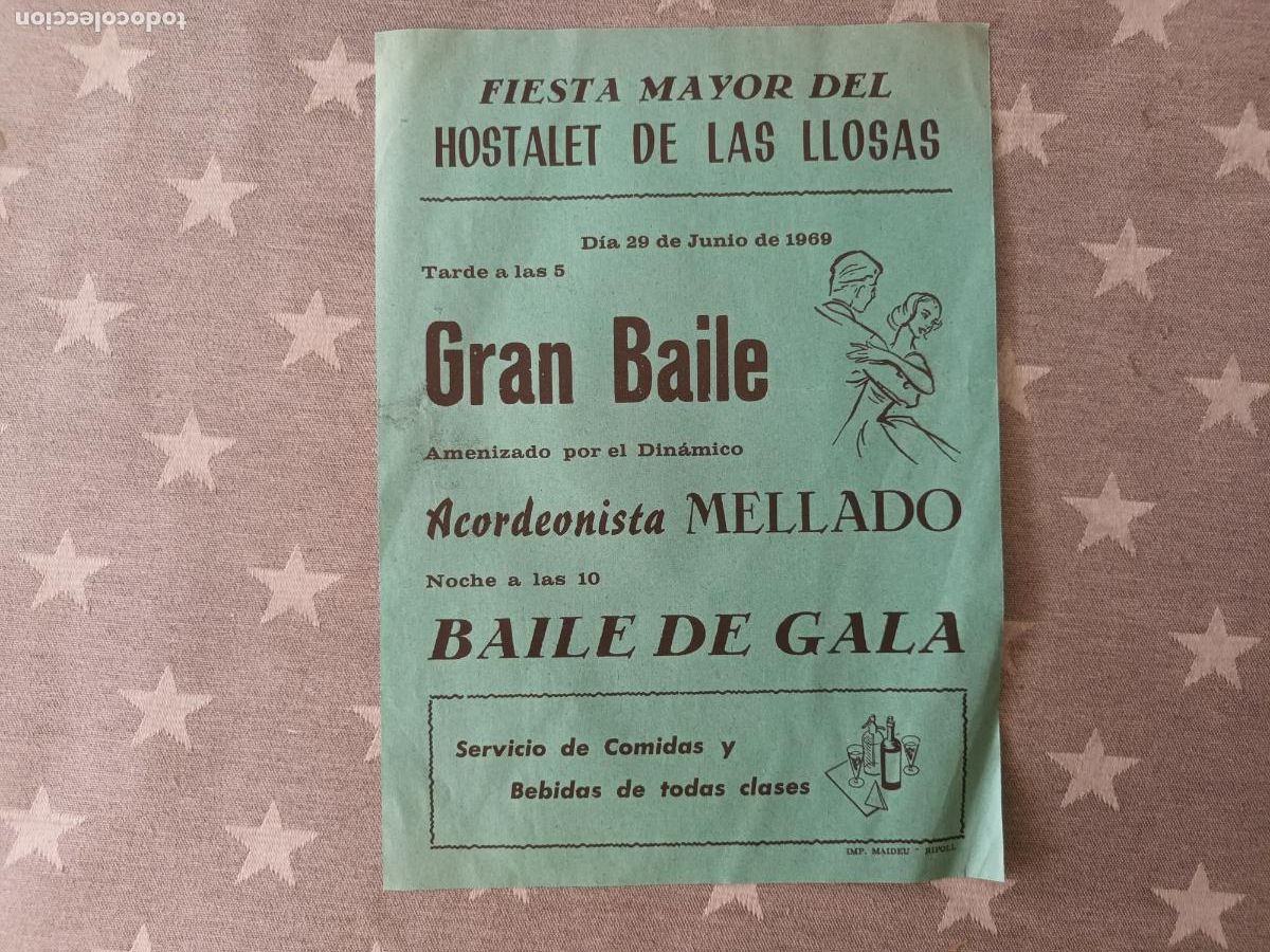 Coleccionismo: FIESTA MAYOR HOSTALET DE LAS LLOSAS. 1969. ACORDIONISTA MELLADO. ETC Llosses