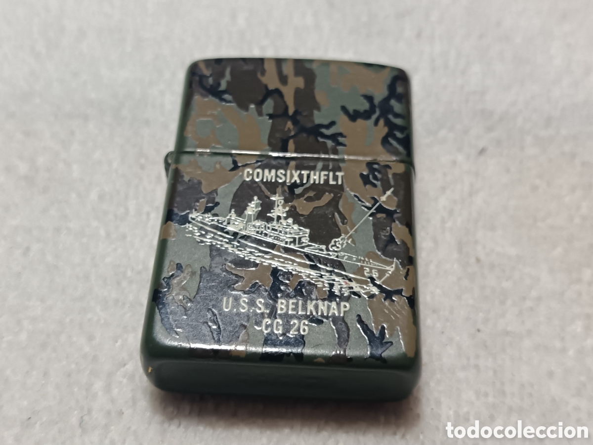 Collectionnisme: ORIGINAL ZIPPO, CAMUFLAJE, U.S.S BELKNAP, CG-26 , DESTEUCTOR LANZAMISILES