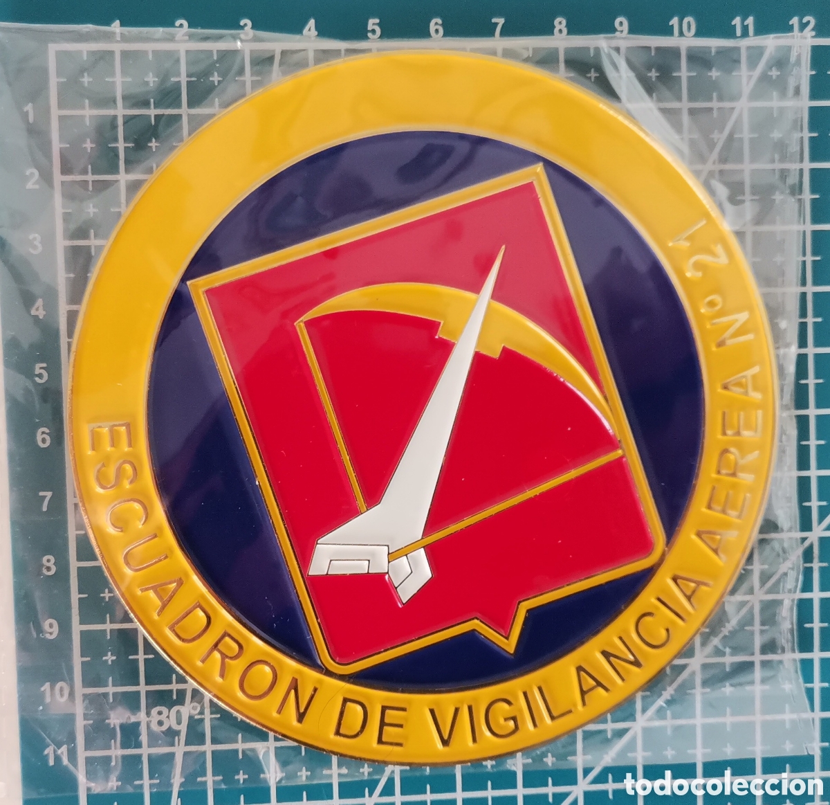 Coleccionismo: Placa met&aacute;lica para metopa ESCUADR&Oacute;N DE VIGILANCIA A&Eacute;REA N&ordm; 21