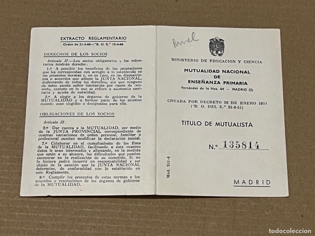Collectionnisme: T&iacute;tulo de Mutualista ENSE&Ntilde;ANZA PRIMARIA para colecci&oacute;n