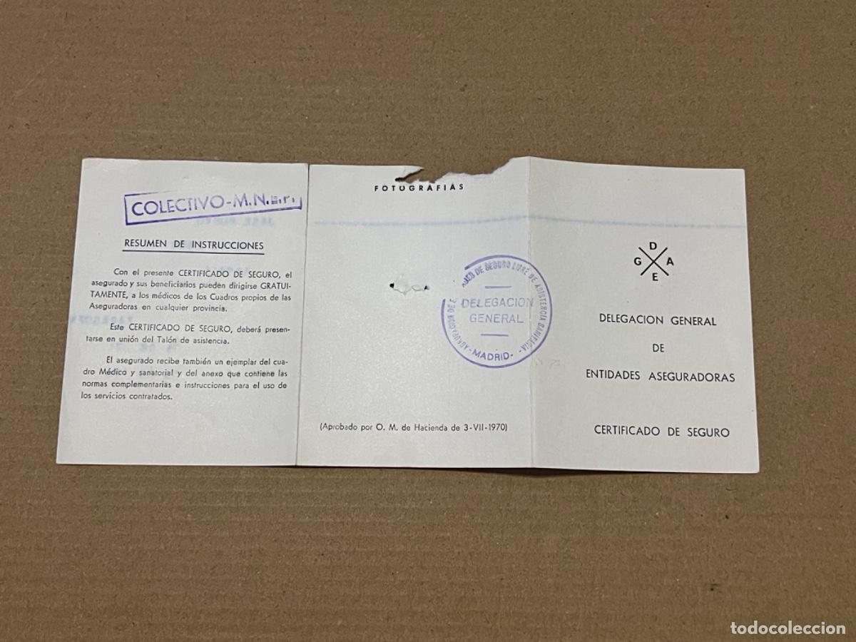 Collectionnisme: Certificado de Seguro D G E A para colecci&oacute;n