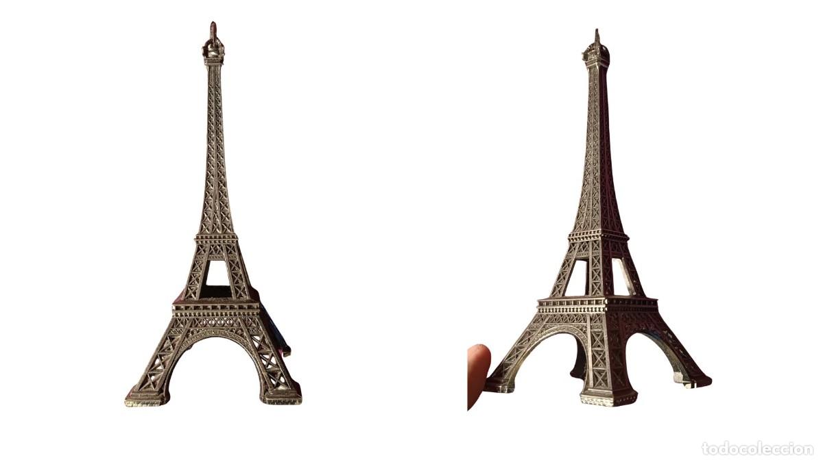 Colecionismo: MINIATURA TORRE EIFFEL METAL FUNDIDO &middot; ZAMAK PLATEADO ENVEJECIDO &middot; SOUVENIR PAR&Iacute;S &middot; A&Ntilde;OS 70/90