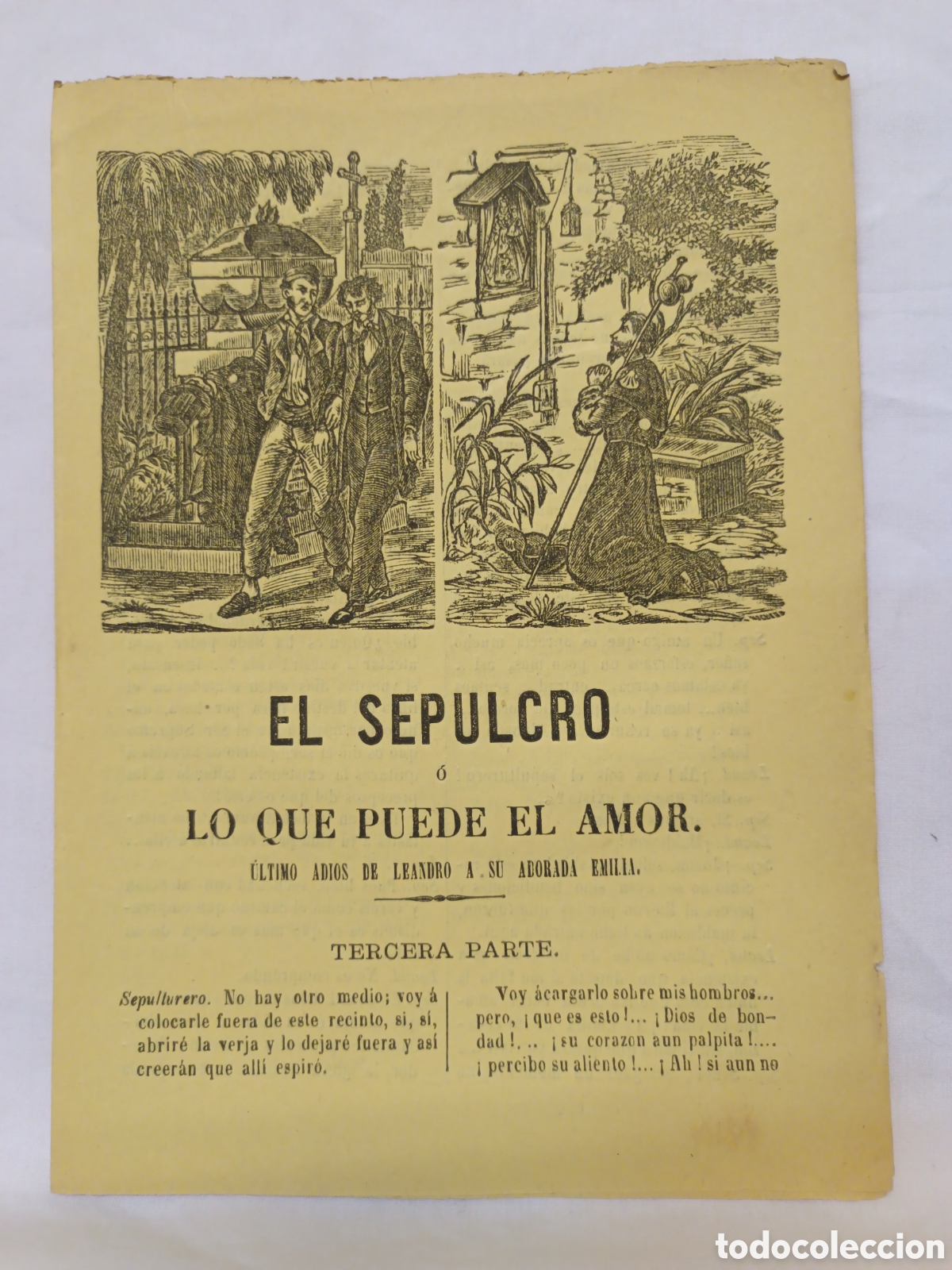 Coleccionismo: PLIEGO DE CORDEL - ROMANCE - EL SEPULCRO O LO QUE PUEDE EL AMOR - 3A PART. MEDIADOS SIGLO XIX
