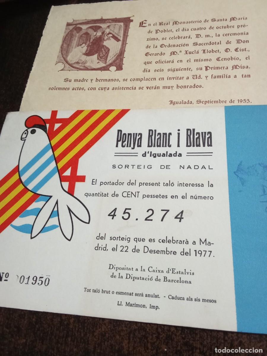 Coleccionismo: Igualada.Penya Blanc i Blava i ordenaci&oacute; sacerdotal.