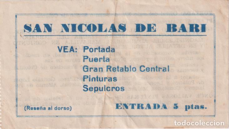 Coleccionismo: ANTIGUA ENTRADA PARA VISITAR SAN NICOL&Aacute;S, CAPILLA SIXTINA VALENCIANA &ndash; 5 PESETAS