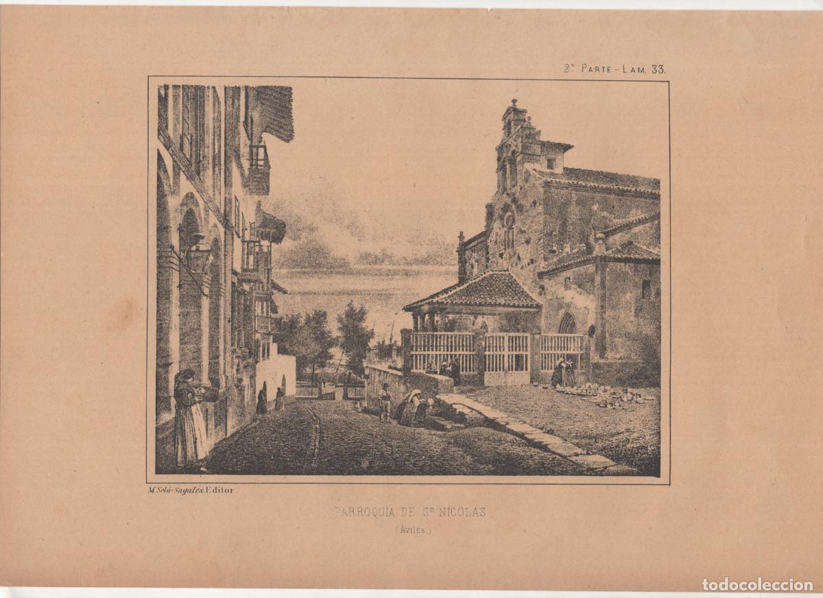 Coleccionismo: ASTURIAS.- PARROQUIA DE SAN NICOL&Aacute;S DE BARI EN AVIL&Eacute;S, LITOGRAF&Iacute;A M.SOL&Aacute;. SAGALES.EDITOR 21X30,5