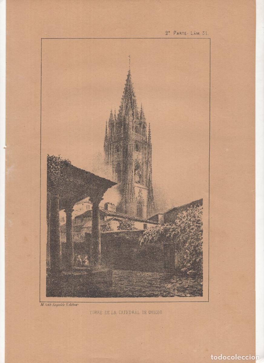 Sammelleidenschaft Papier: ASTURIAS.- TORRE DE LA CATEDRAL DE OVIEDO, LITOGRAF&Iacute;A M.SOL&Aacute;. SAGALES.EDITOR 20,5X30,3
