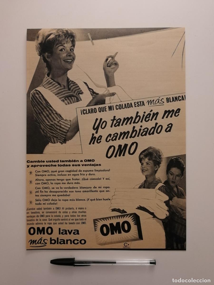 Coleccionismo: ANTIGUO ANUNCIO ENCARTONADO -A4- OMO DETERGENTE JABON - PUBLICIDAD LAMINA