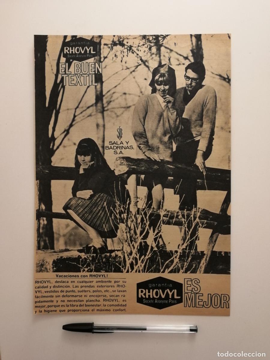 Coleccionismo: ANTIGUO ANUNCIO ENCARTONADO -A4- RHOVYL PRENDAS TEXTIL ROPA - PUBLICIDAD LAMINA