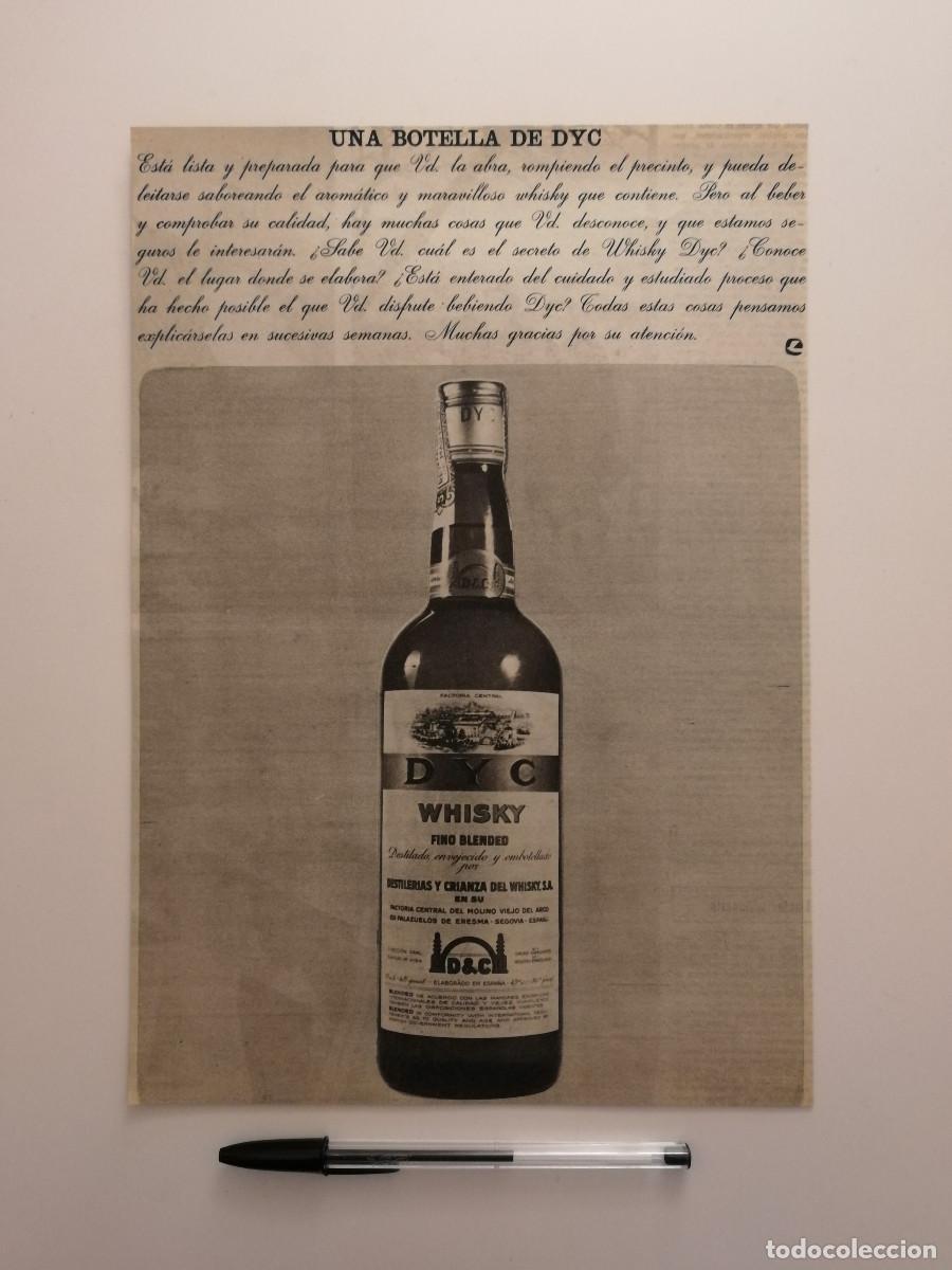 Coleccionismo: ANTIGUO ANUNCIO ENCARTONADO -A4- DYC WHISKY FINO BLENDED - PUBLICIDAD LAMINA