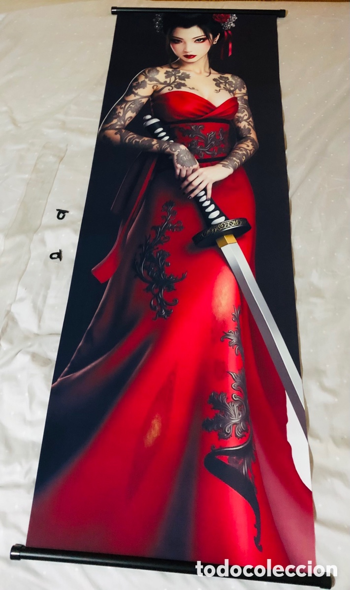 Colecionismo: Lienzo japon&eacute;s.Guerrera.Samurai.Nuevo a estrenar