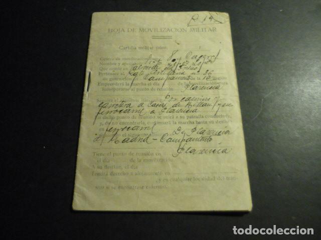 Coleccionismo: CACERES CUADERNO HOJA MOVILIZACION MILITAR SOLDADO VALVERDE DEL FRESNO