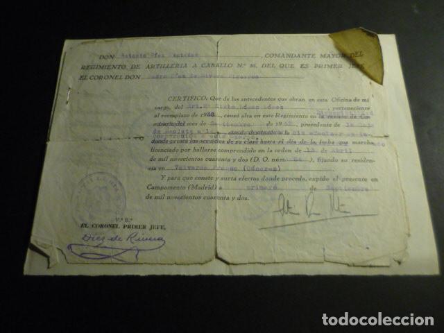 Coleccionismo: CERTIFICADO ANTECEDENTES SOLDADO VALVERDE DEL FRESNO CACERES 1942