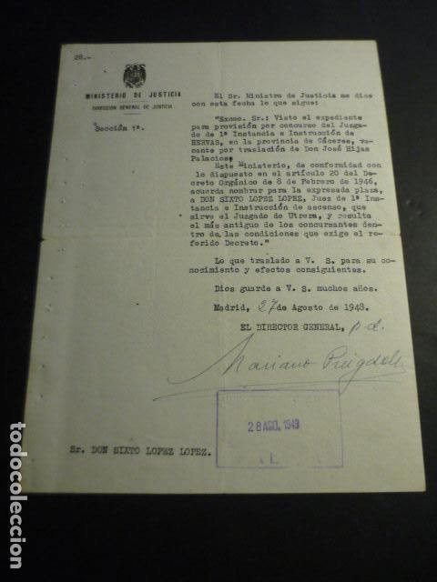 Coleccionismo: NOMBRAMIENTO JUEZ DE HERVAS 1948 A NATURAL DE VALVERDE DEL FRESNO CACERES