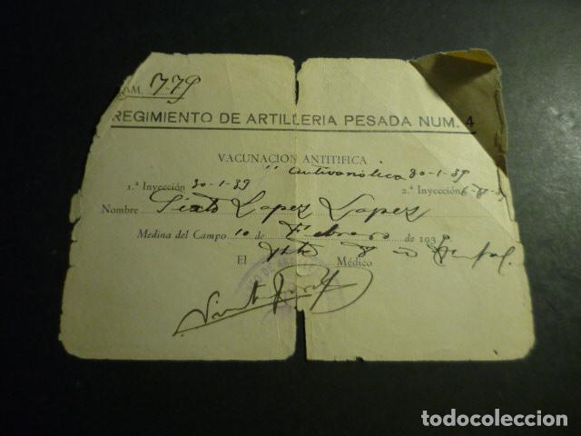 Coleccionismo: MEDINA DEL CAMPO VALLADOLID GUERRA CIVIL 1939 CERTIFICADO VACUNACION NATURAL DE VALVERDE DEL FRESNO