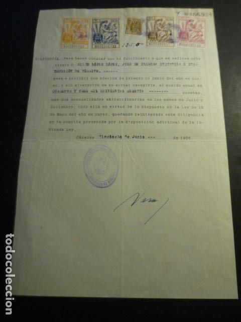 Coleccionismo: DILIGENCIA PERCEPCION DE SUELDO A JUEZ NATURAL DE VALVERDE DEL FRESNO CACERES