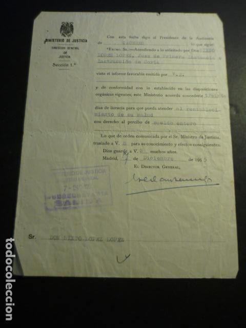 Coleccionismo: CORIA CACERES SOLICITUD LICENCIA A JUEZ NATURAL DE VALVERDE DEL FRESNO 1955