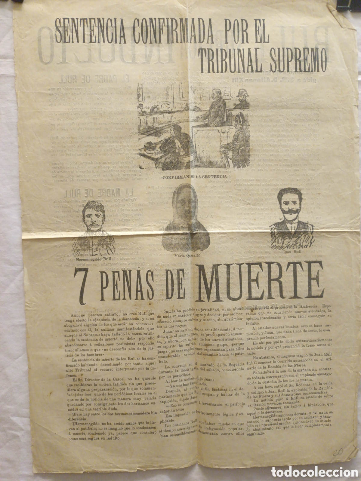 Coleccionismo: PLIEGO DE CORDEL - ROMANCE - 7 PENAS DE MUERTE - MEDIADOS SIGLO XIX - 31 X 44 CM