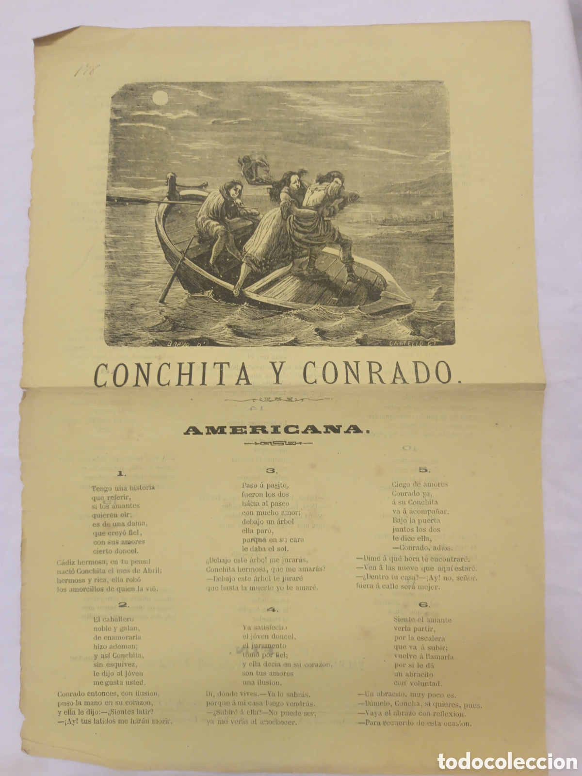 Coleccionismo: PLIEGO DE CORDEL - ROMANCE - CONCHITA Y CONRADO - AMERICANA -A&Ntilde;O 1871 - 21 X 31CM