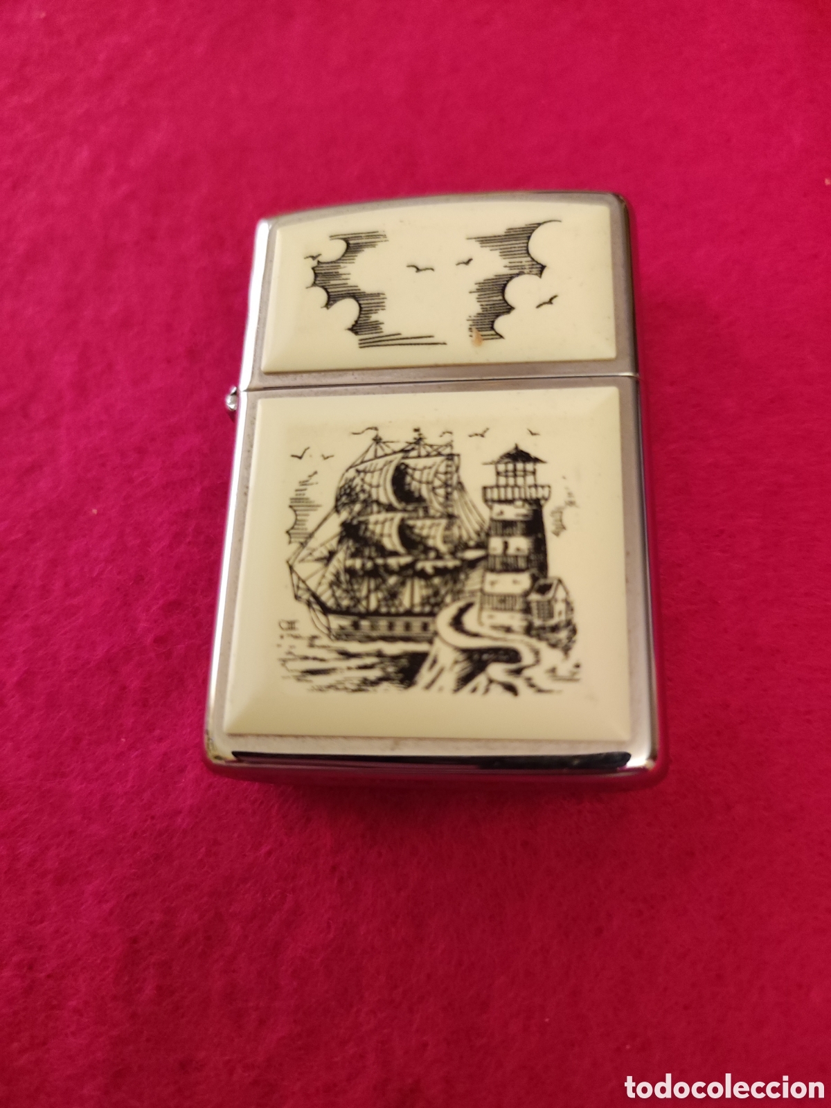 Coleccionismo: Encendedor Zippo Scrimshaw Colecci&oacute;n (Barco y Faro)