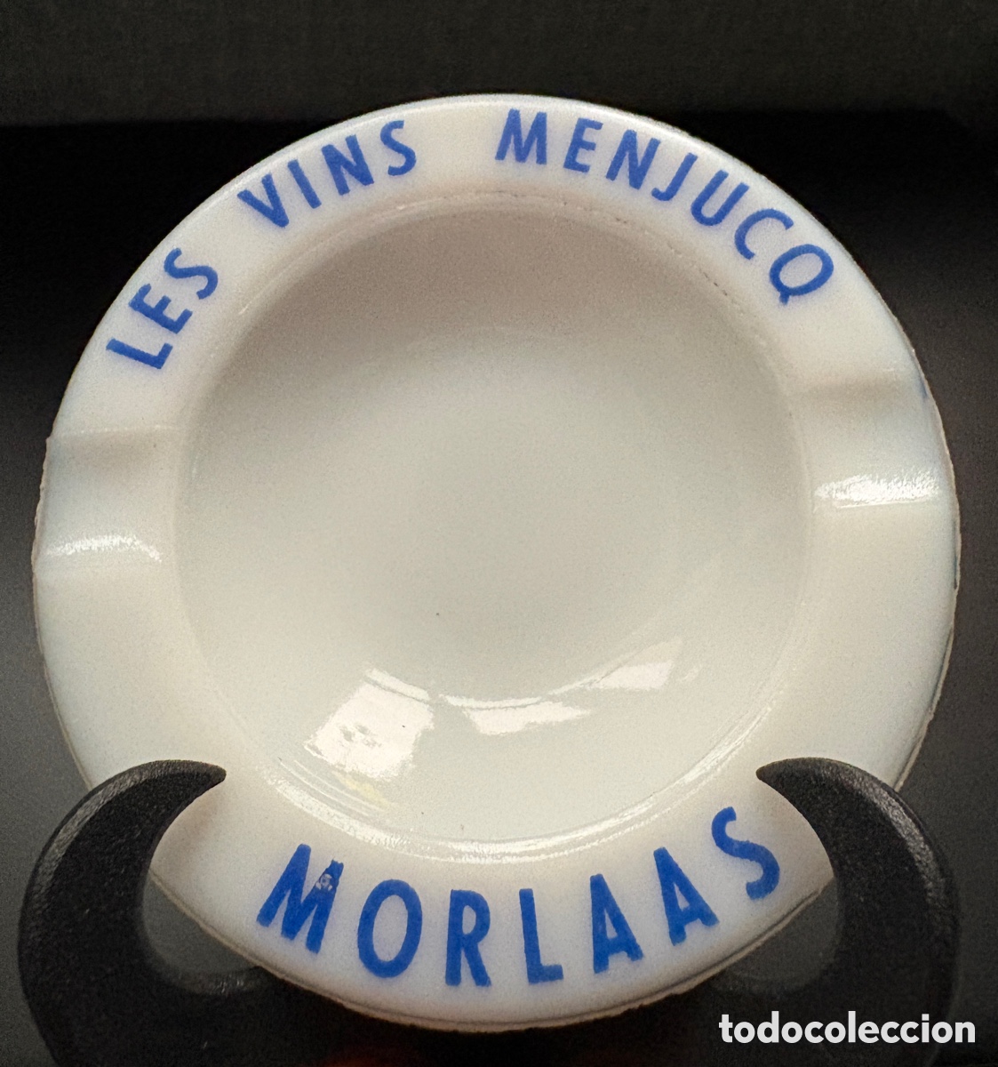 Coleccionismo: (L812) Antiguo Cenicero Vidrio Opalino Ivorex D&eacute;pos&eacute; - Les Vins Menjuco Morlaas - A&ntilde;os 50/60