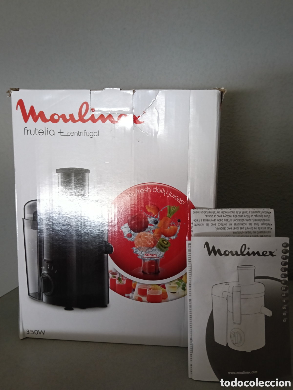 Coleccionismo: licuadora centr&iacute;fuga Moulinex Frutelia + (modelo JU370810).