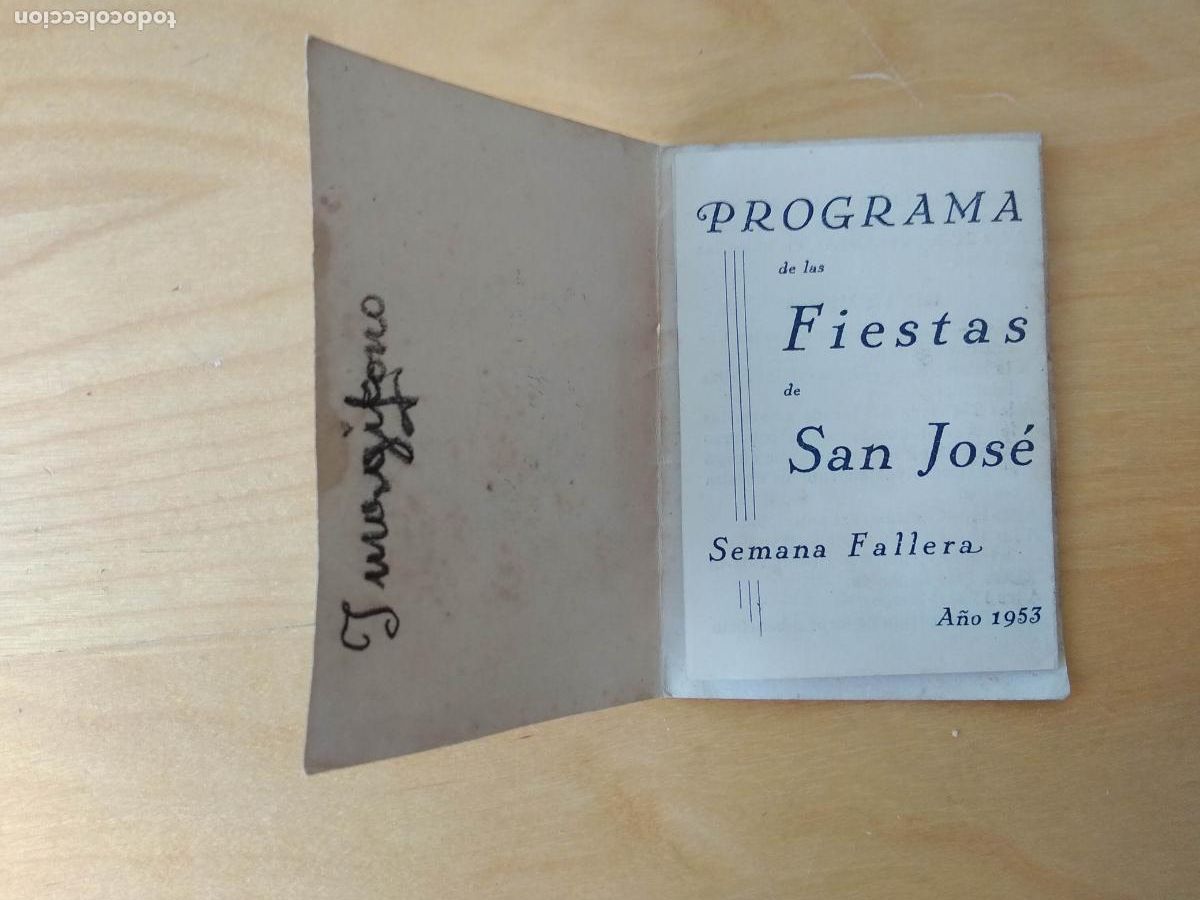 Coleccionismo: PROGRAMA DE FIESTAS DE SAN JOSE VALENCIA SEMANA FALLERA A&Ntilde;O 1953