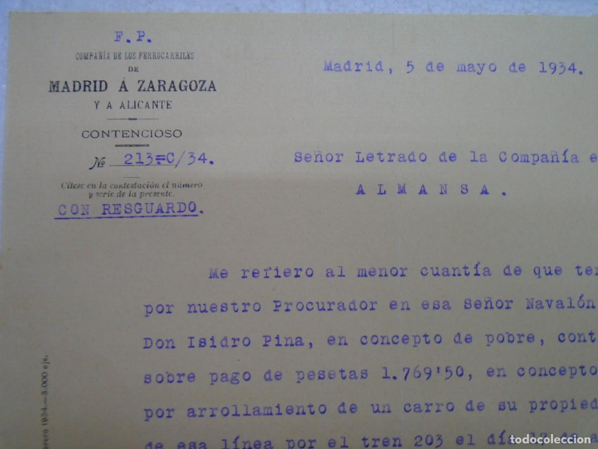 Collezionismo: FERROCARRILES DE LA CIA.M.Z.A.CONTENCIOSO.ARROLLAMIENTO DE UN CARRO,AGOSTO 1932.