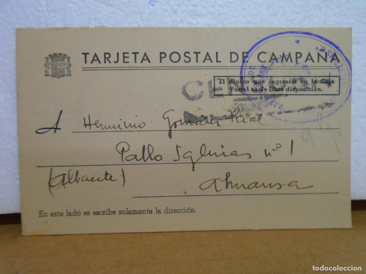 Collezionismo: GUERRA CIVIL/TARJETA POSTAL DE CAMPA&Ntilde;A/MARCAS DE CENSURA Y BATALLON/CIRCULADA 17/3/1939.