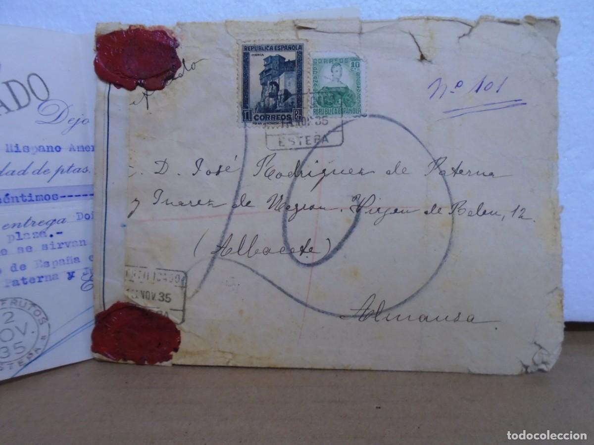 Coleccionismo: REP&Uacute;BLICA/CARTA CERTIFICADA ESTEPA A ALMANSA/15 NOVIEMBRE 1935/MARCAS Y LACRES.