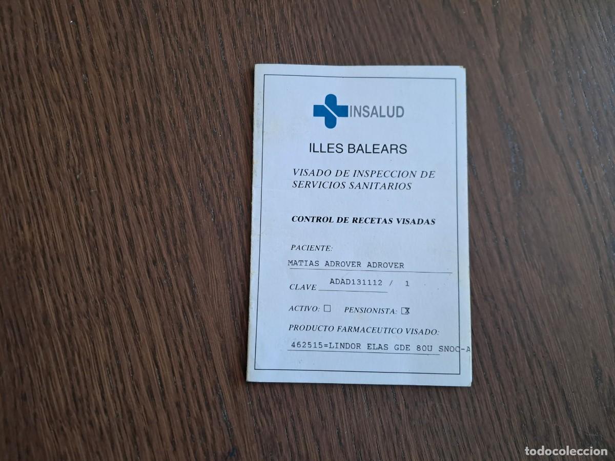 Coleccionismo: visado de inspecci&oacute;n de servicios sanitarios, Insalud, Islas Baleares. a&ntilde;os 90.