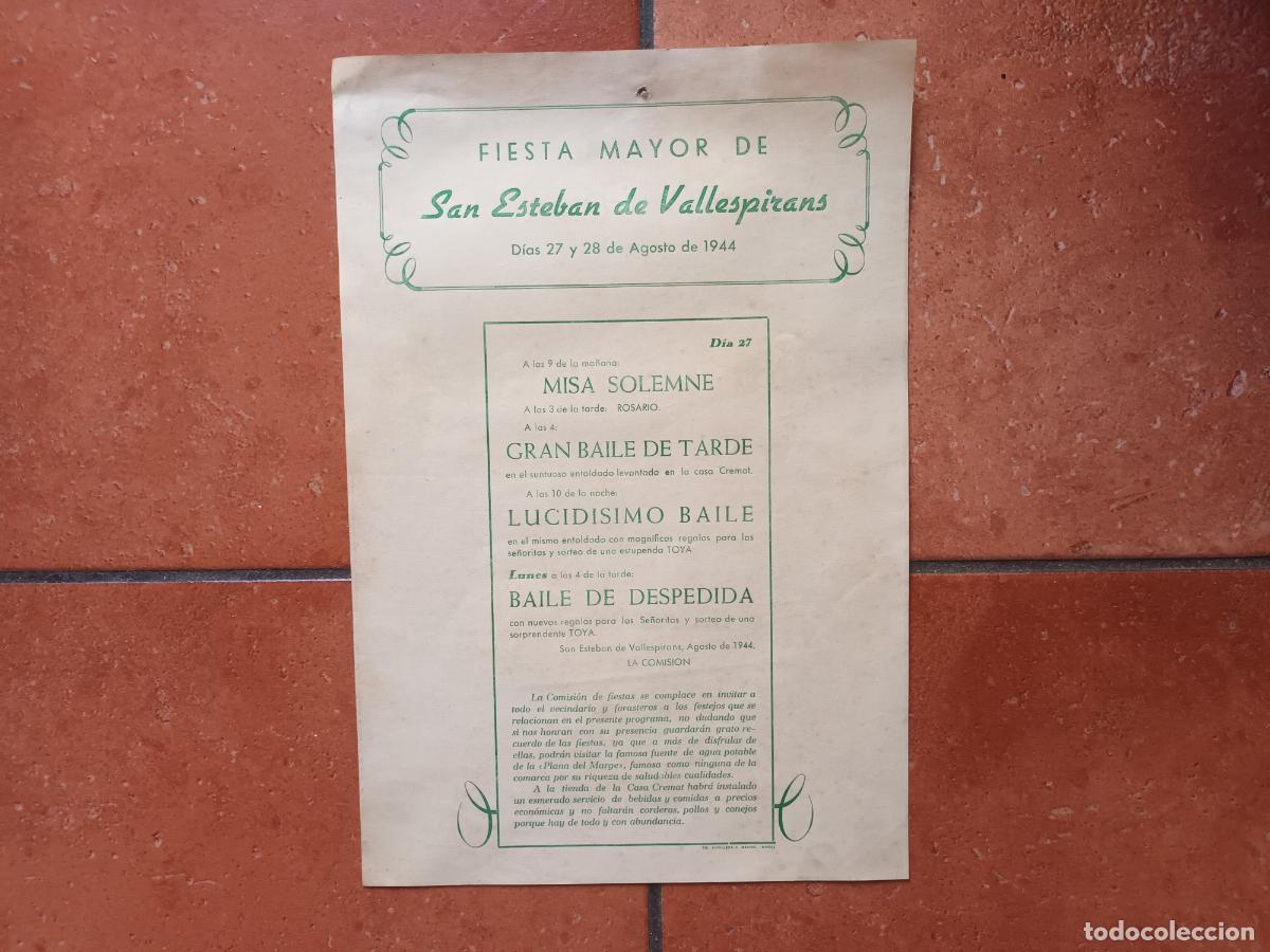 Collecting paper: PROGRAMA FIESTA MAYOR DE SAN ESTEBAN DE VALLESPIRANS 1944 Tienda CASA CREMAT. LES LOSSES SANT ESTEVE