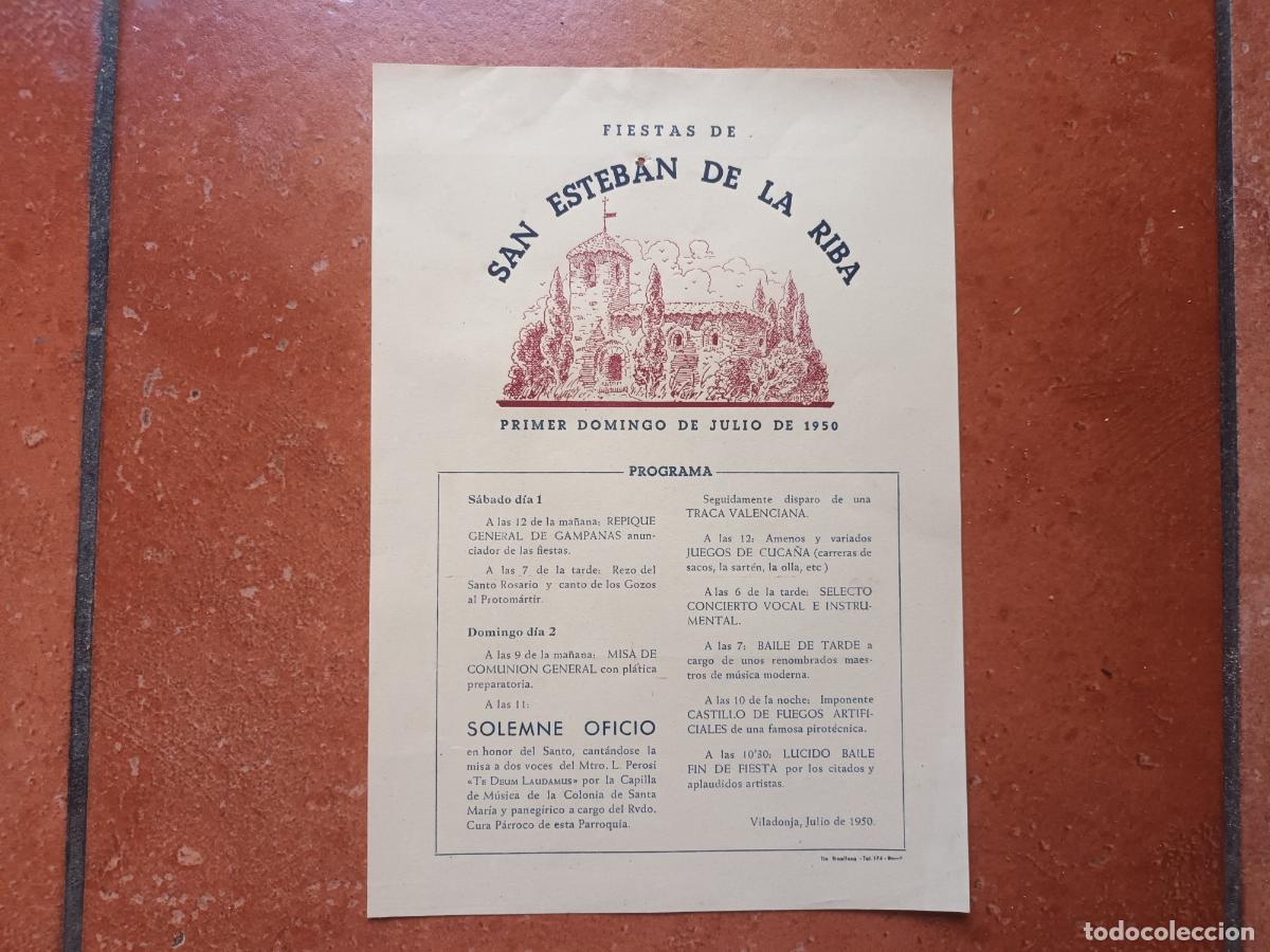 Collecting paper: PROGRAMA FIESTAS SAN ESTEBAN DE LA RIBA 1950. VILADONJA. SANT ESTEVE