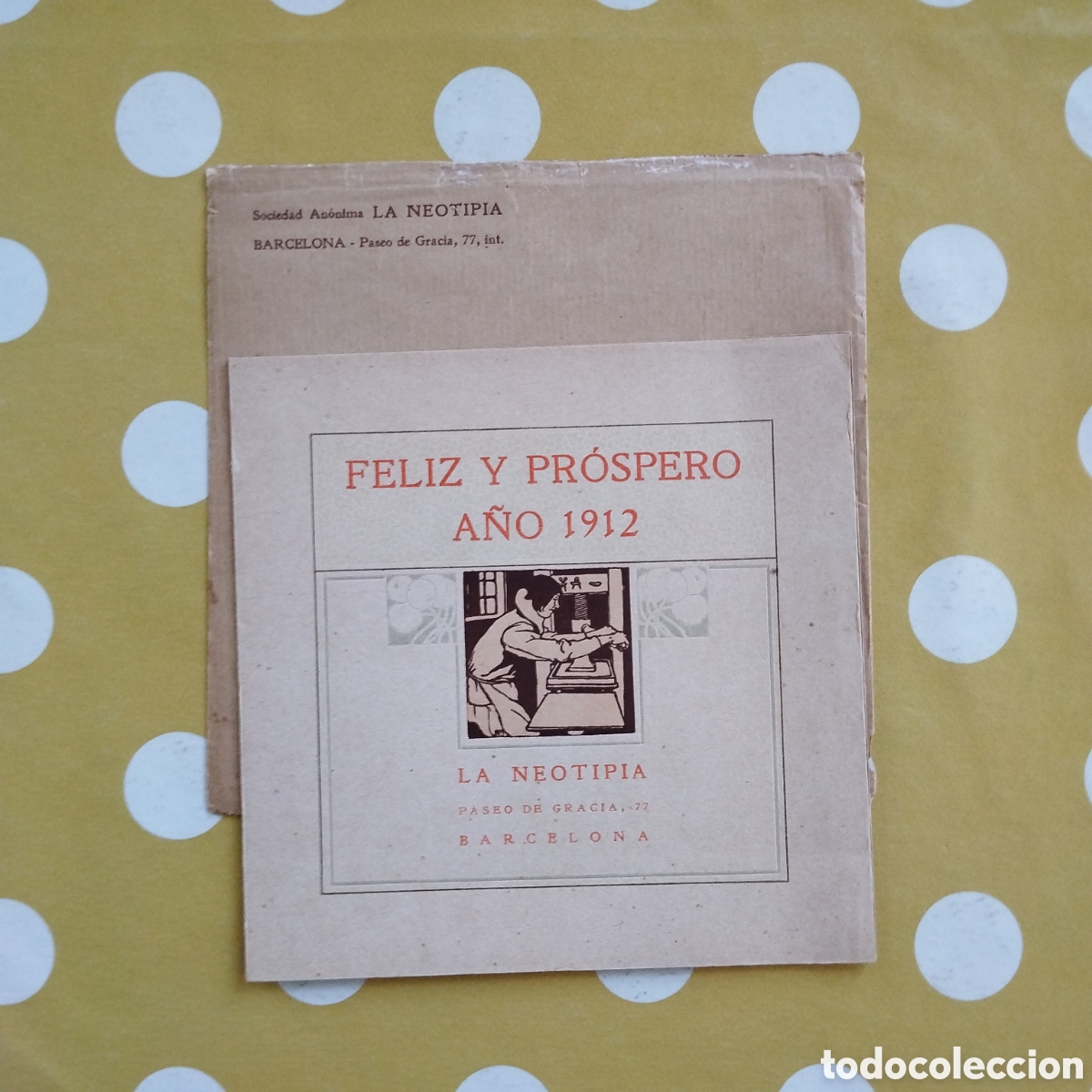 Coleccionismo: LA NEOTIPIA FELIZ Y PR&Oacute;SPERO A&Ntilde;O NUEVO 1912 FELICITACI&Oacute;N Y SOBRE ORIGINAL