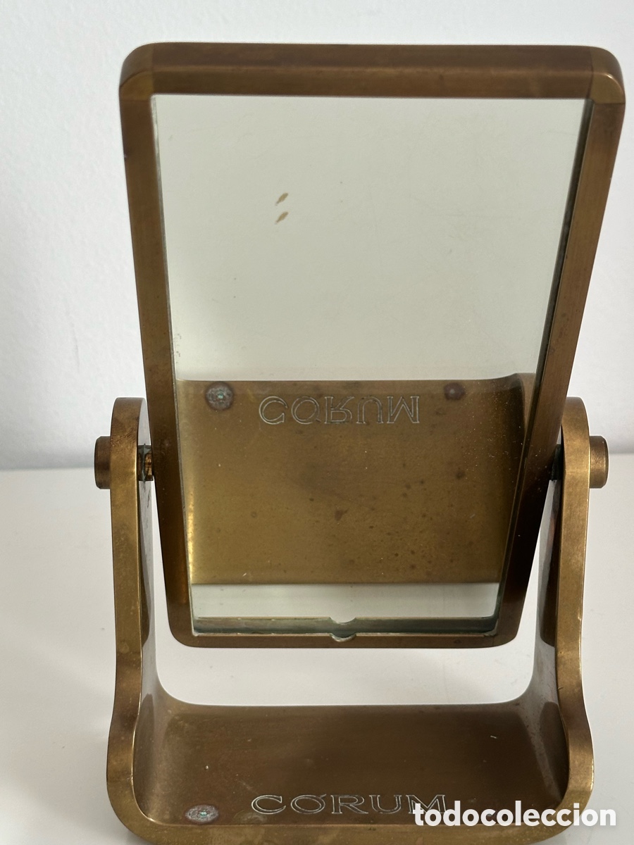 Coleccionismo: Espejo Corum de mostrador vintage &ndash; Lat&oacute;n &ndash; Pivotante &ndash; A&ntilde;os 70/80