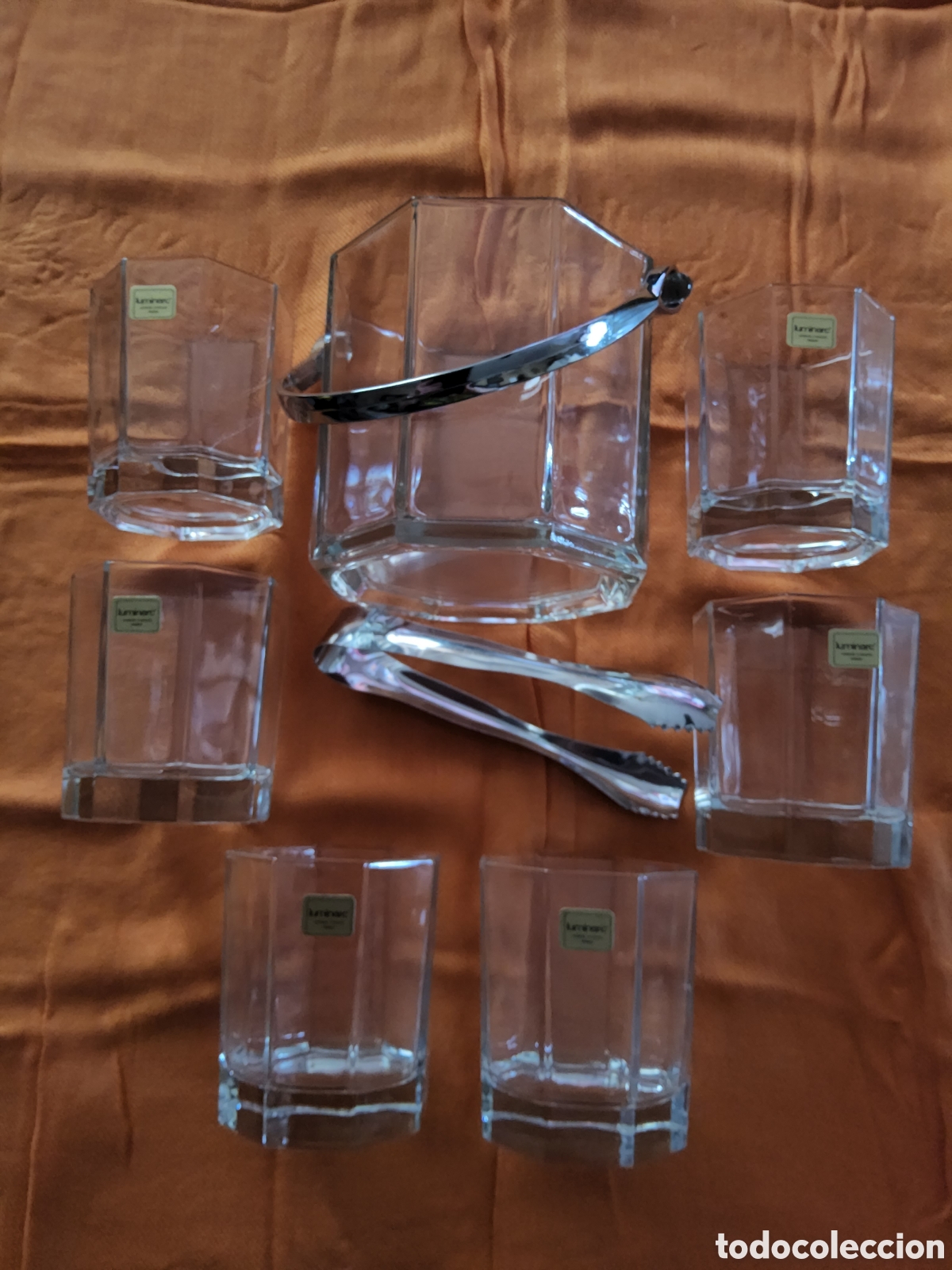 Colecionismo: JUEGO CUBITERA Y 6 VASOS LUMINARC A&Ntilde;OS 90