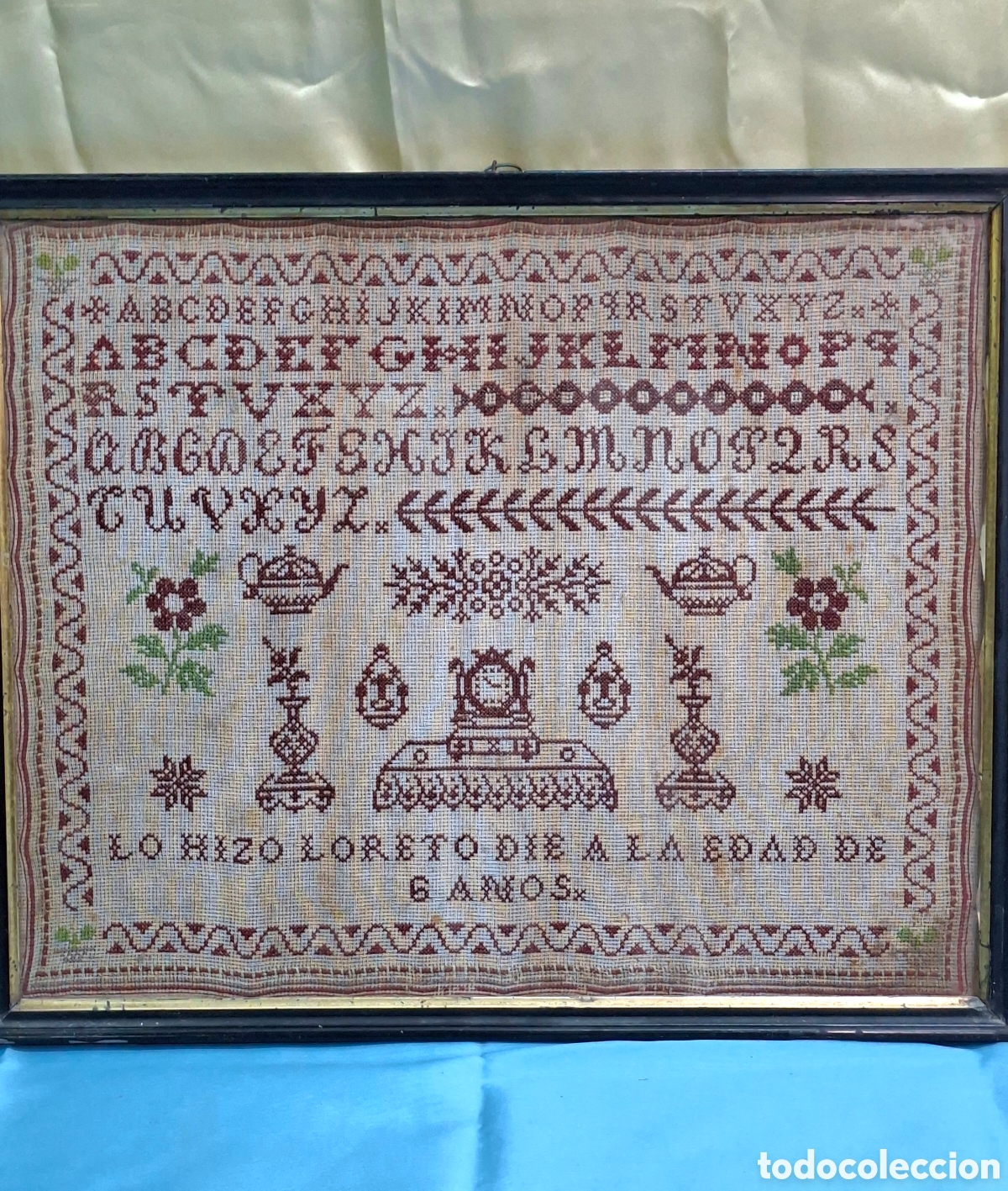Coleccionismo: Bordado antiguo punto de cruz (siglo XIX)