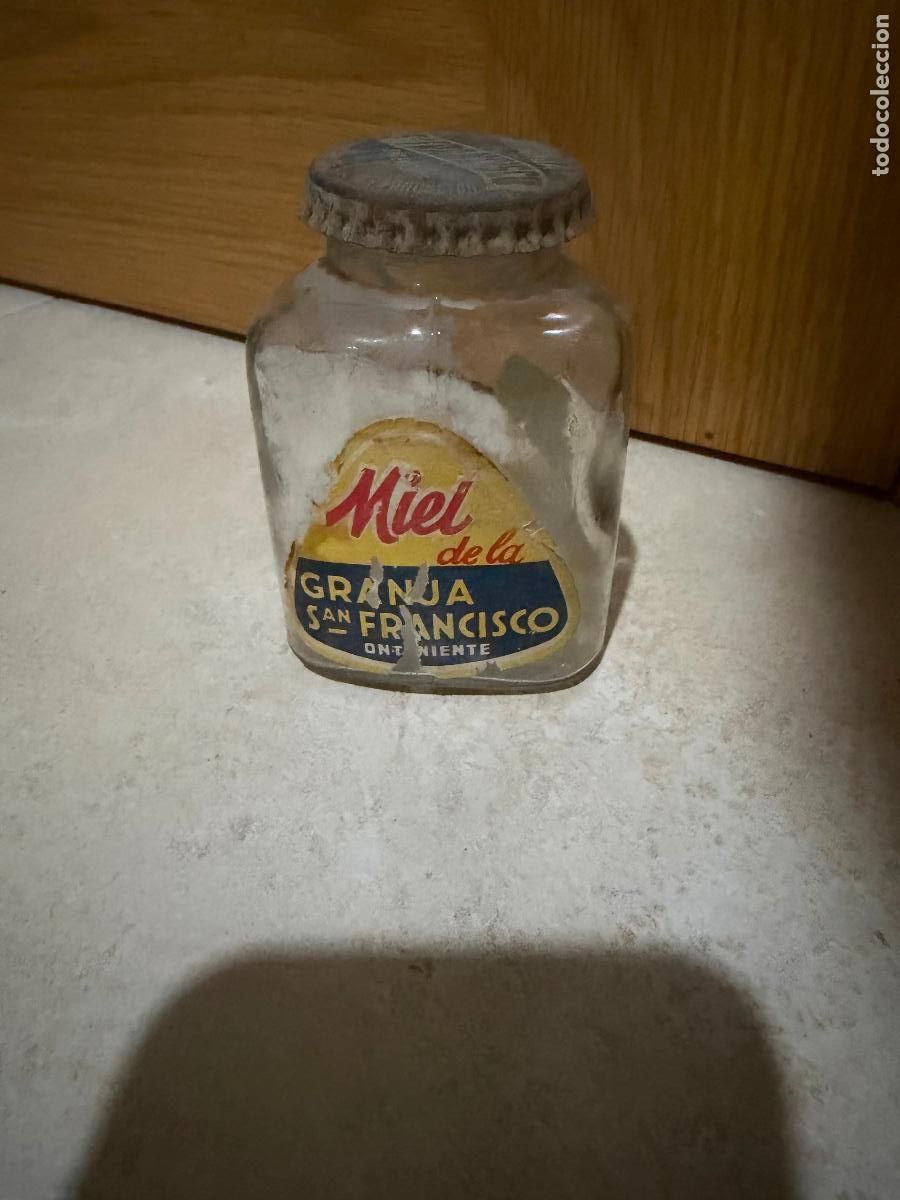 Collezionismo: Antiguo tarro con tapa miel granja san francisco