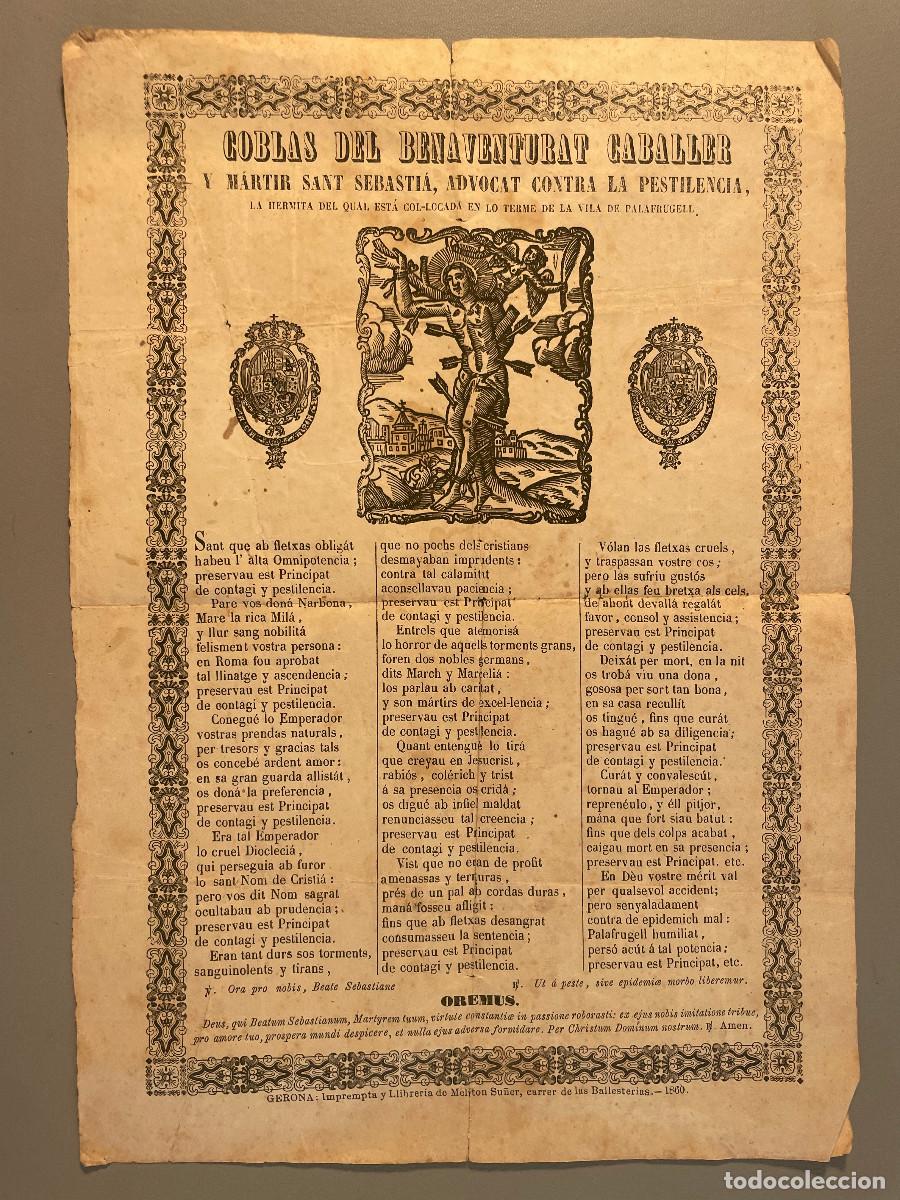 Coleccionismo: COBLAS DEL BENAVENTURAT CABALLER Y M&Aacute;RTIR SANT SEBASTI&Aacute;. PALAFRUGELL. A&Ntilde;O 1860.