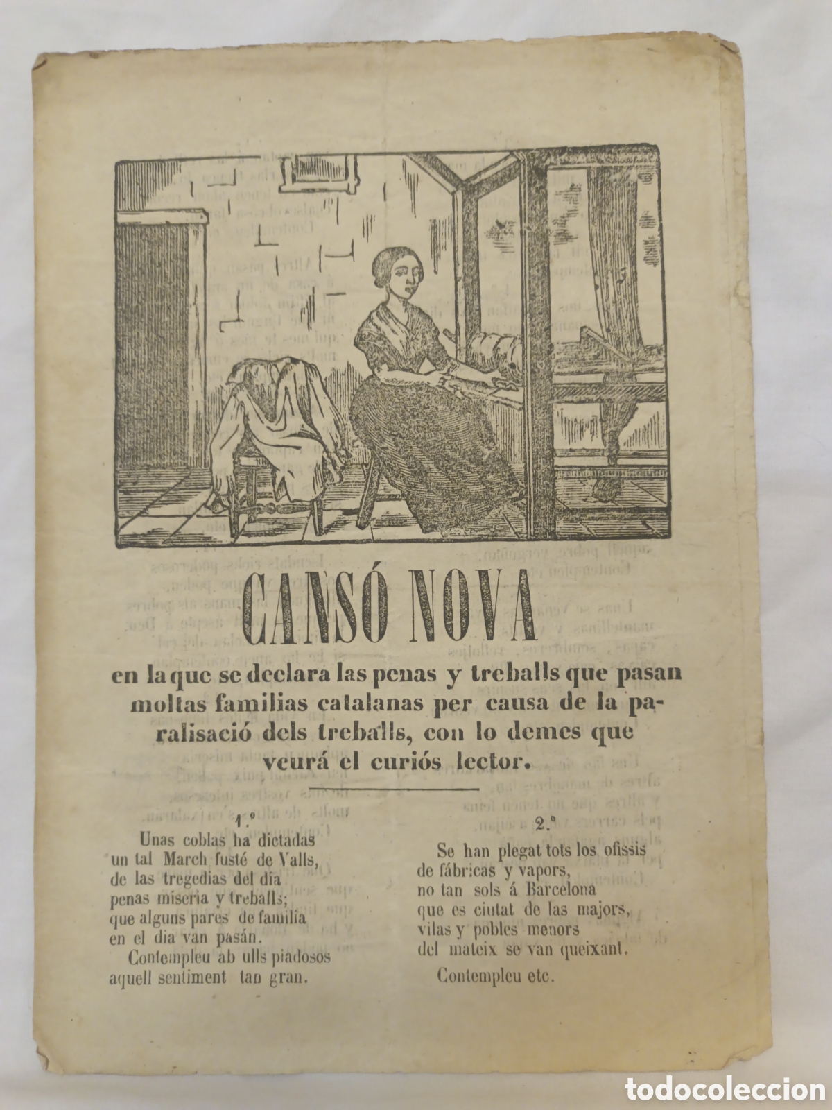 Coleccionismo: PLIEGO DE CORDEL - ROMANCE - CANS&Oacute; NOVA - A&Ntilde;O 1857 - 16 X 22 CM