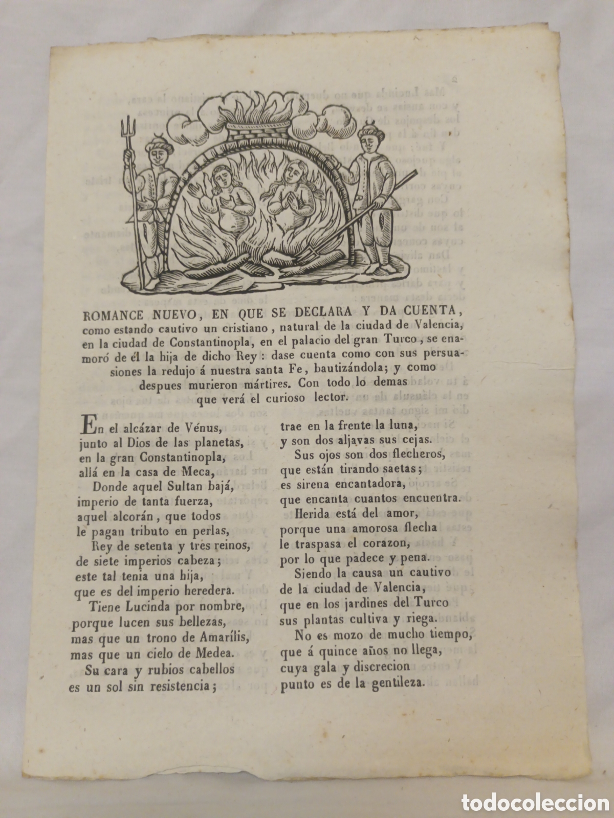 Coleccionismo: PLIEGO DE CORDEL - ROMANCE NUEVO, EN QUE SE DECLARA Y DA CUENTA - A&Ntilde;O 1848 - 16 X 22 CM