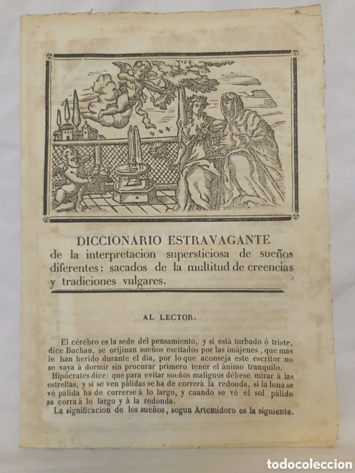 Coleccionismo: PLIEGO DE CORDEL - ROMANCE - DICCIONARIO EXTRAVAGANTE DE LA INTERPRETACI&Oacute;N O SUPERST..- A&Ntilde;O 1845