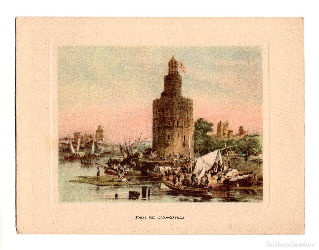 Coleccionismo: L&Aacute;MINA. LITOGRAF&Iacute;A COLOREADA TITULADA TORRE DEL ORO.-SEVILLA. 17,6X13,6.