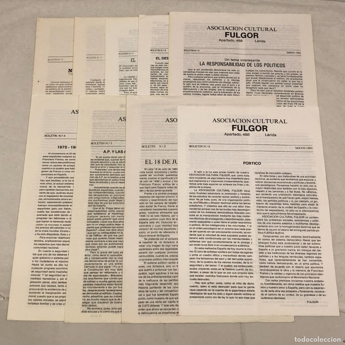 Coleccionismo: ASOCIACION CULTURAL FULGOR L&Eacute;RIDA - 1983 A 1986 - 9 BOLETINES - VER FOTOS - RAROS / 1165