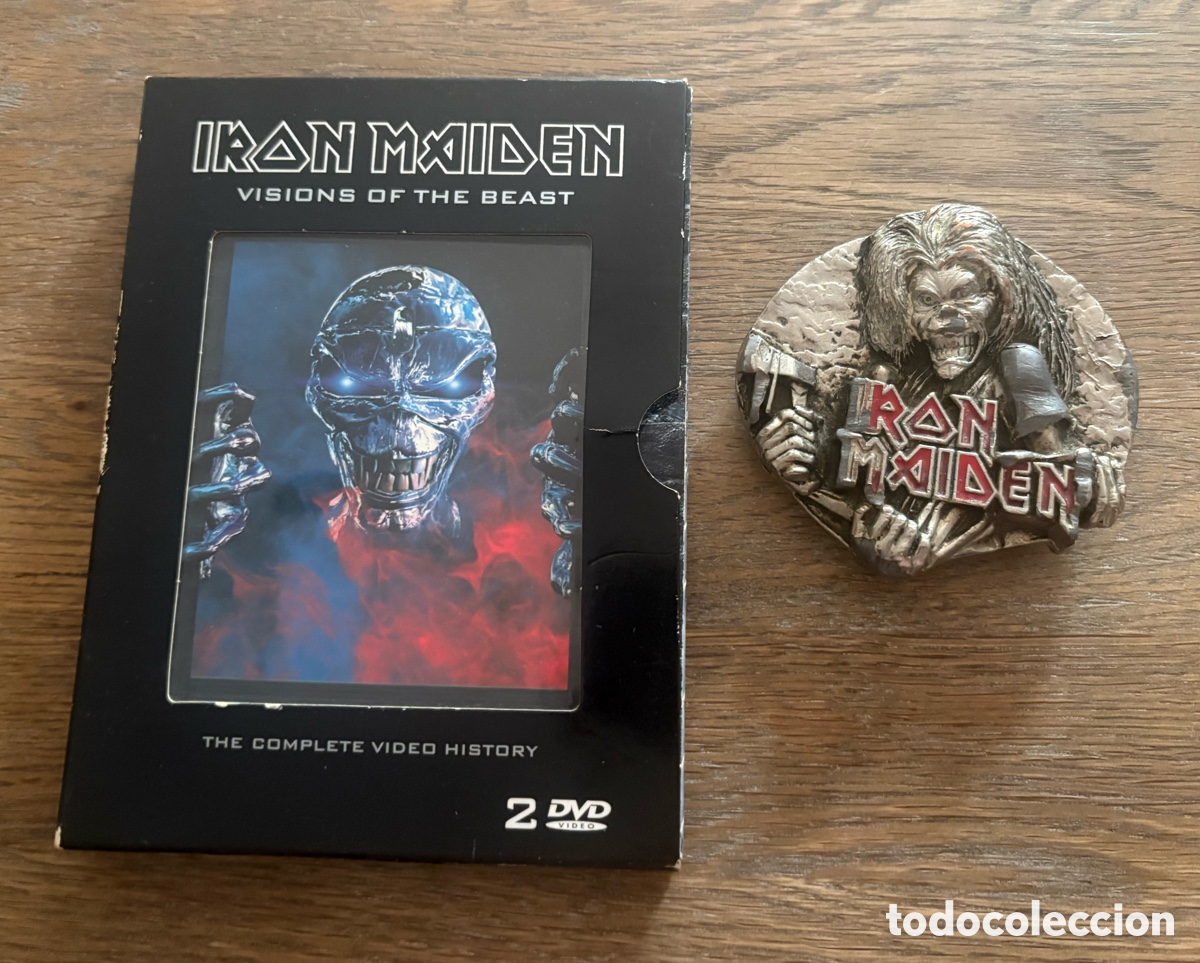 Coleccionismo: HEBILLA IRON MAIDEN 1981 COLECCI&Oacute;N KILLERS ORIGINAL + DOBLE DVD IRON MAIDEN VISI&Oacute;N OF THE BEAST