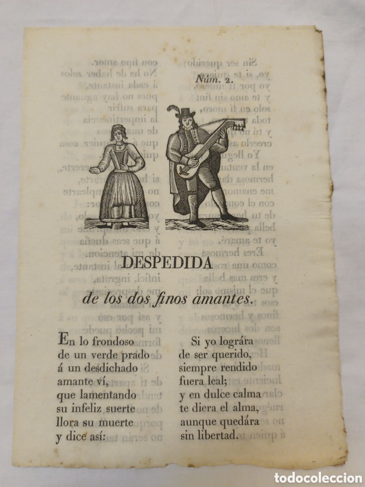 Coleccionismo: PLIEGO DE CORDEL - ROMANCE - DESPEDIDA DE LOS FINOS AMANTES - PRINCIPIOS SIGLO XIX - 15.50 X 22 CM