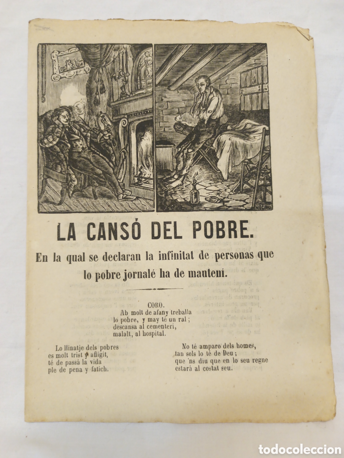 Coleccionismo: LA CANS&Oacute; DEL POBRE - MEDIADOS SIGLO XIX - 16.50 X 22 CM